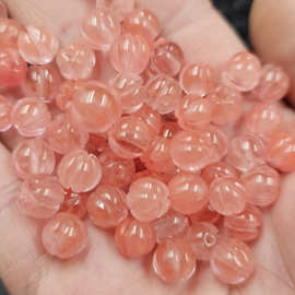 新瓜晶南瓜珠玉石散珠藕粉色石英岩玉福瓜手链项链饰品配件手工珠