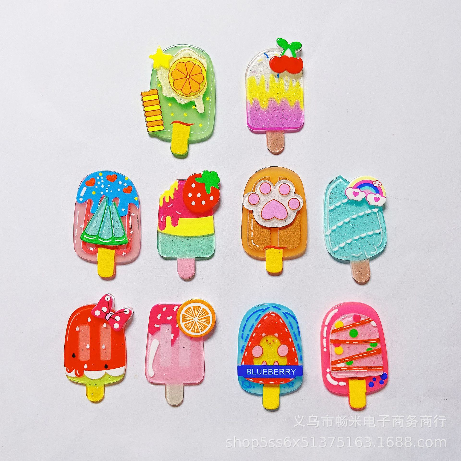 Creative Popsicle tridimensional parche acrílico de doble capa joyería de la cáscara del teléfono móvil con llavero bricolaje pendientes hechos a mano material