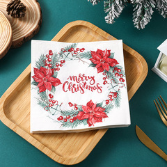 クリスマスの花の使い捨てパーティーのティッシュの四角いティッシュのメーカーの花のナプキンのティッシュはティッシュの紙を適用します。
