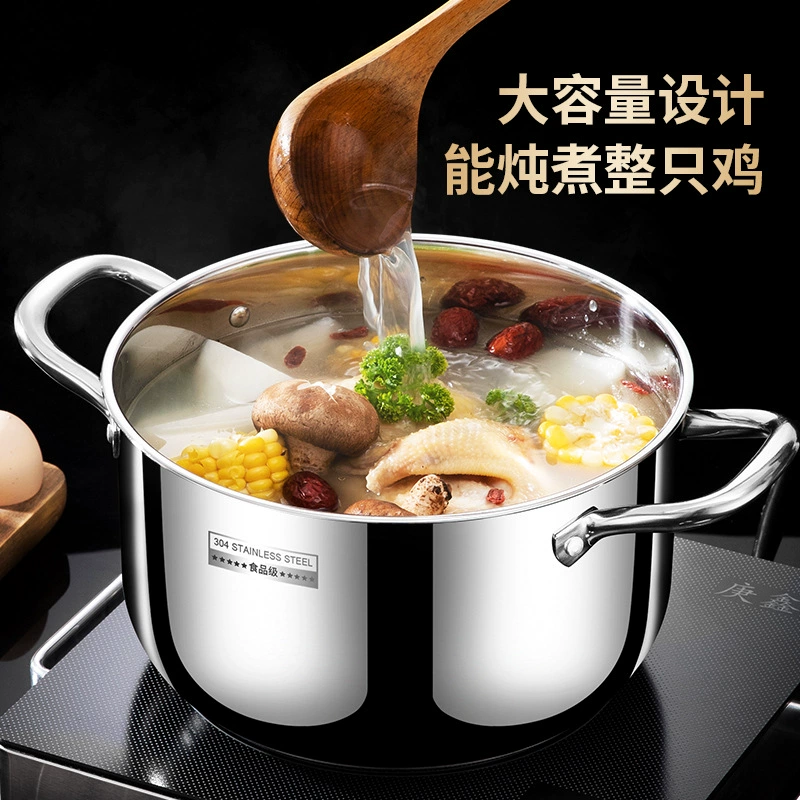[TikTok hot model] 24CM double-layer soup pot for home use large-capacity soup steamer kitchen multi-purpose steaming pot for soup