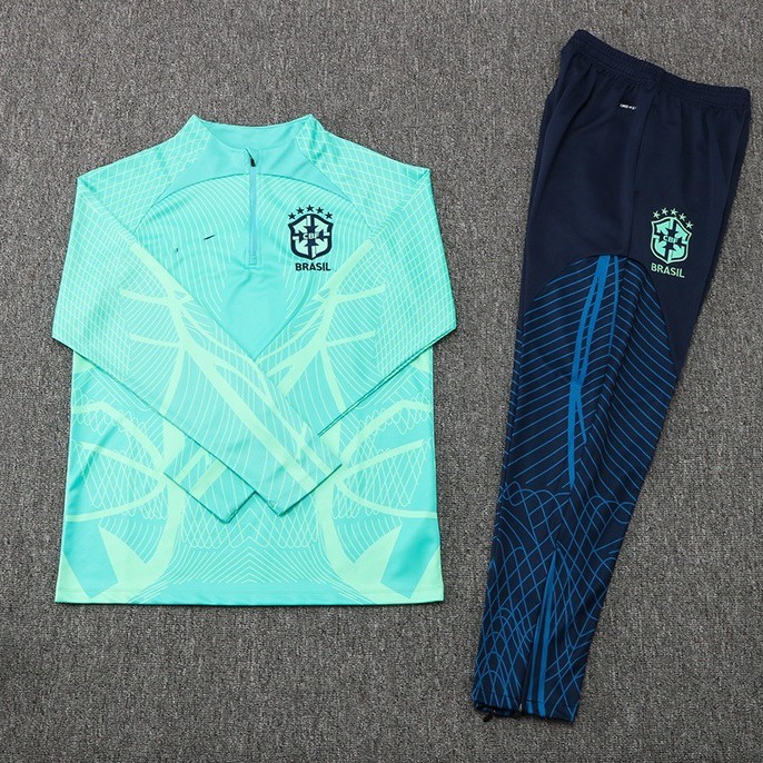 2223 Brazil Half-Zip Long-Sleeved Jersey Autumn and Winter Casual Sweatshirt Sports Football Uniform Training Suit
