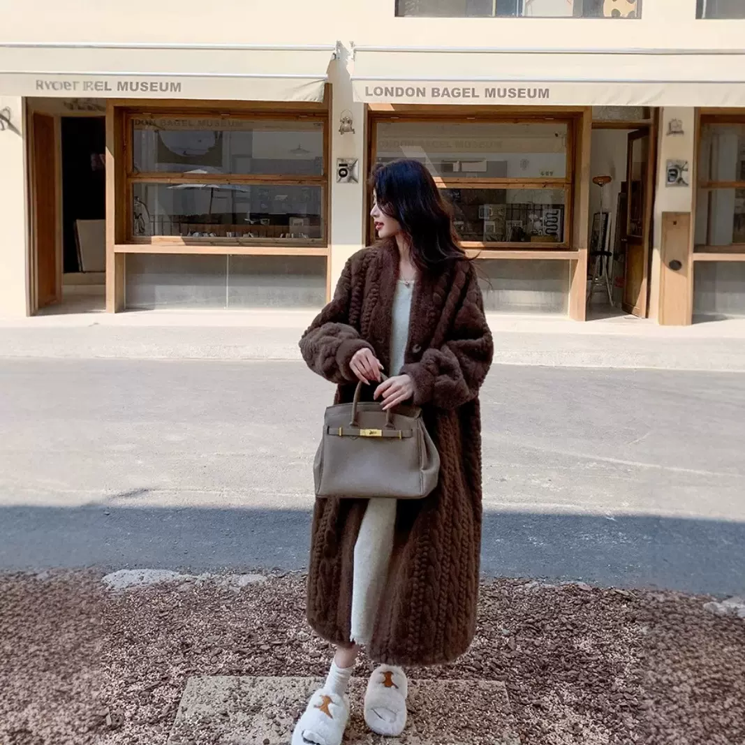 宽松慵懒风貂皮大衣 海宁皮草气质大衣女修身显瘦百搭大码女装