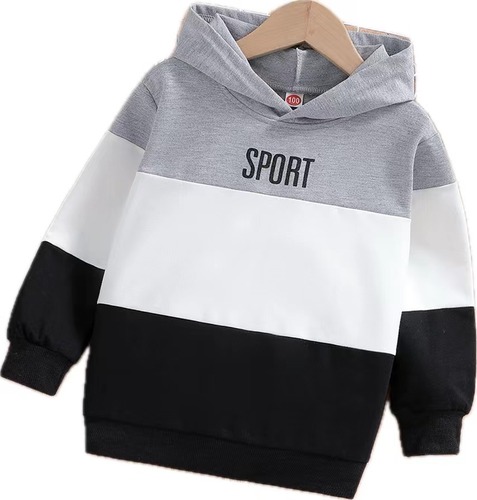 Boys' Hooded Sweatshirt with Color Block Long Sleeve Spring and Autumn Style Casual and Versatile Trendy Kids' Apparel