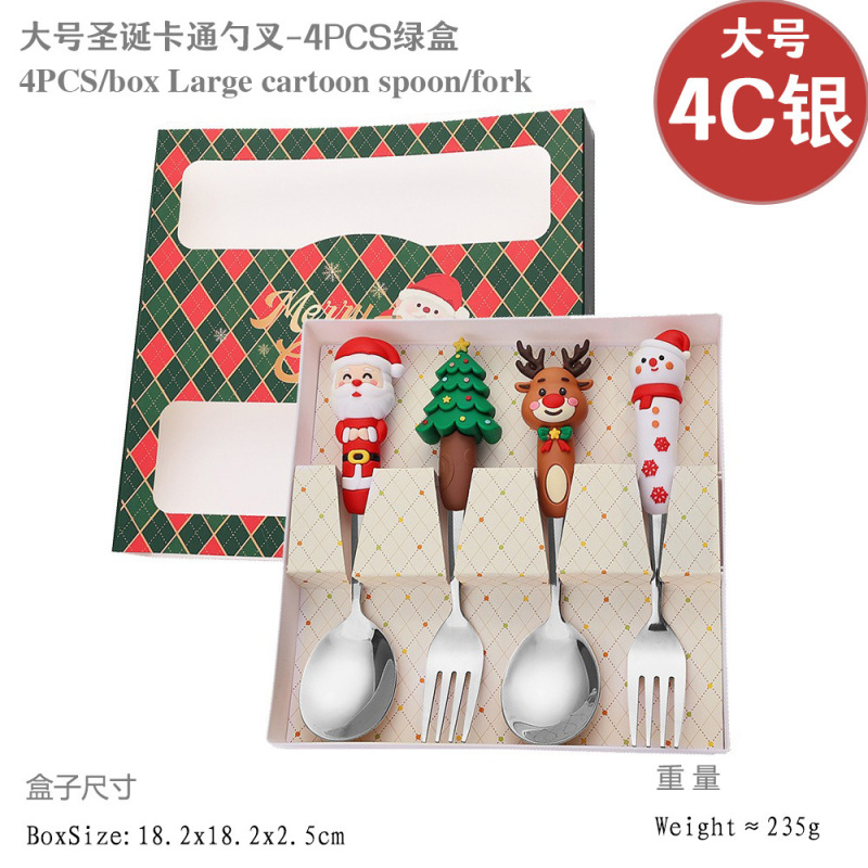 新しいクロスボーダー大型クリスマスフォークとスプーン食器セットステンレス鋼クリスマススプーンイン高価値コーヒースプーン|undefined