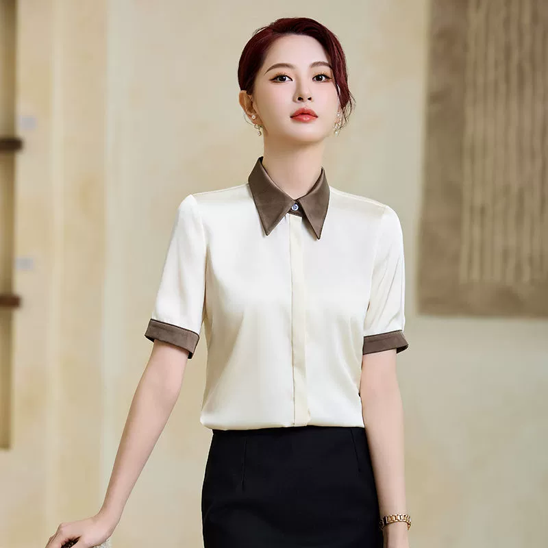 Бесплатная доставка Официант общественного питания Рабочая одежда с короткими рукавами женский отель отель кофе Западный ресторан выпечка торт магазин передний зал летом