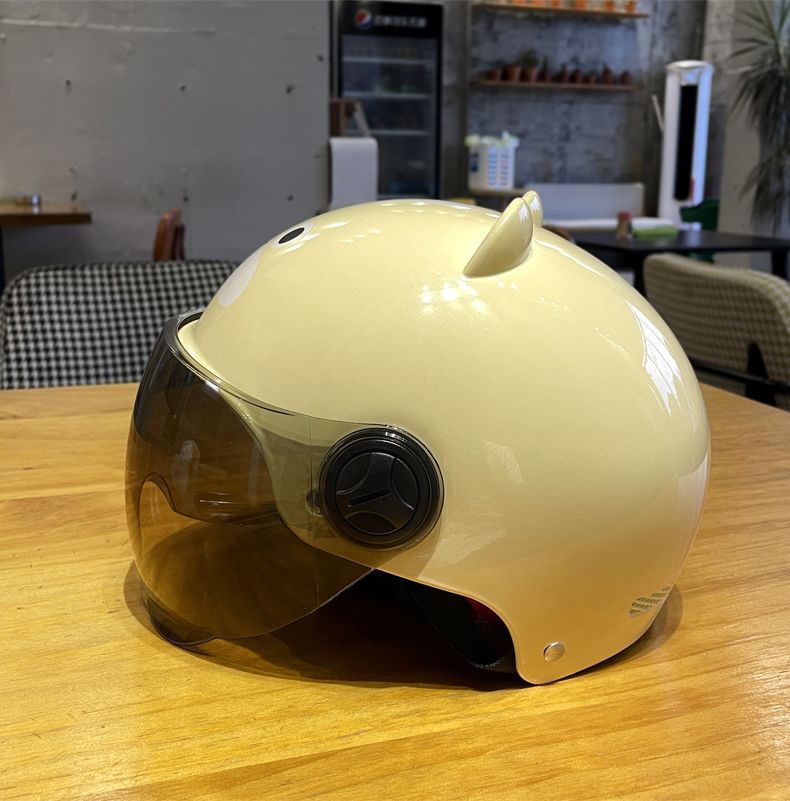 Electric Motorcycle Kids Helmet B Type Cute Ears Summer Half Helmet