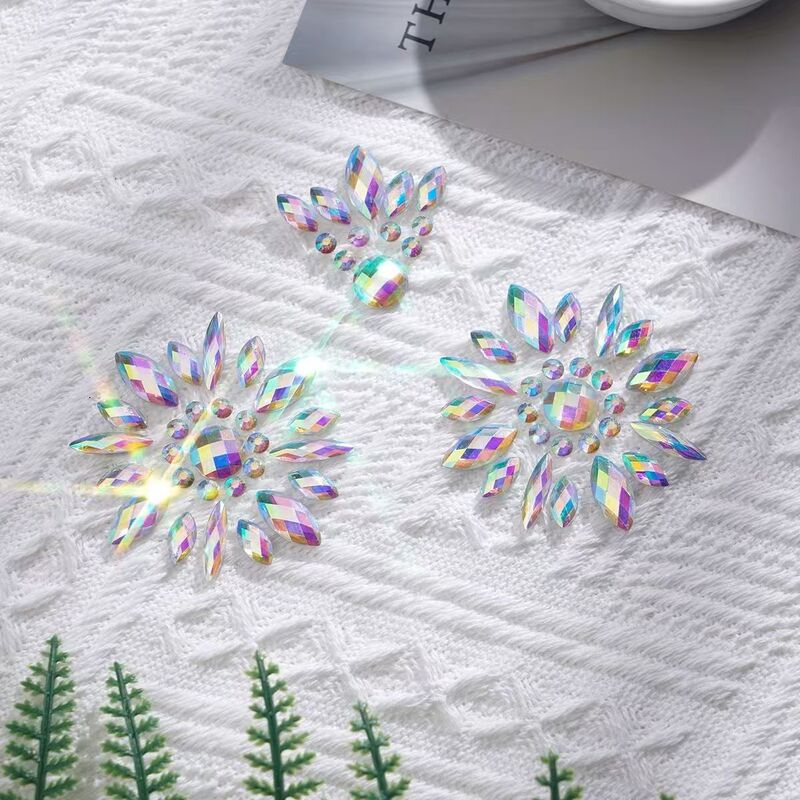 Ab Color Diamond Sequin Chest Stickers for Outerwear, Nightclub Performance, Sexy Iridescent Bra Stickers, Lingerie Stickers, Beach Stickers, Hollow-Out Nipple Stickers
