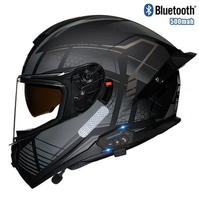 Motosiklet kaskı (dəbilqə) – double lens big tail - black-queen-bee-transparentbluetooth-m