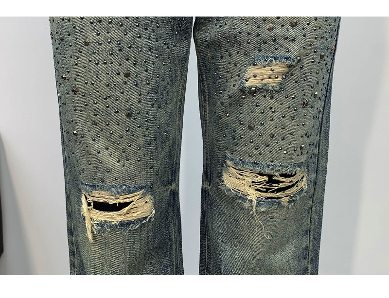 Personalisierte Jeans Mit Strass Für Herren Im Distressed Look_voghion.com