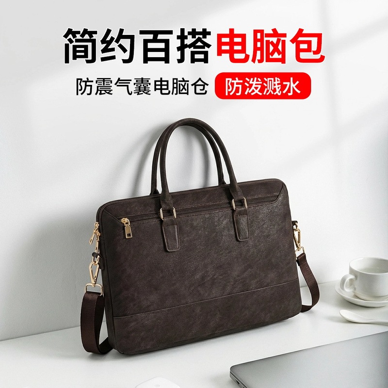 High-Looking Computer Bag, Portable Shoulder Bag for Men and Women, Thickened, Shock-Proof, Airbag-Proof, Waterproof, 16inch Laptop Briefcase