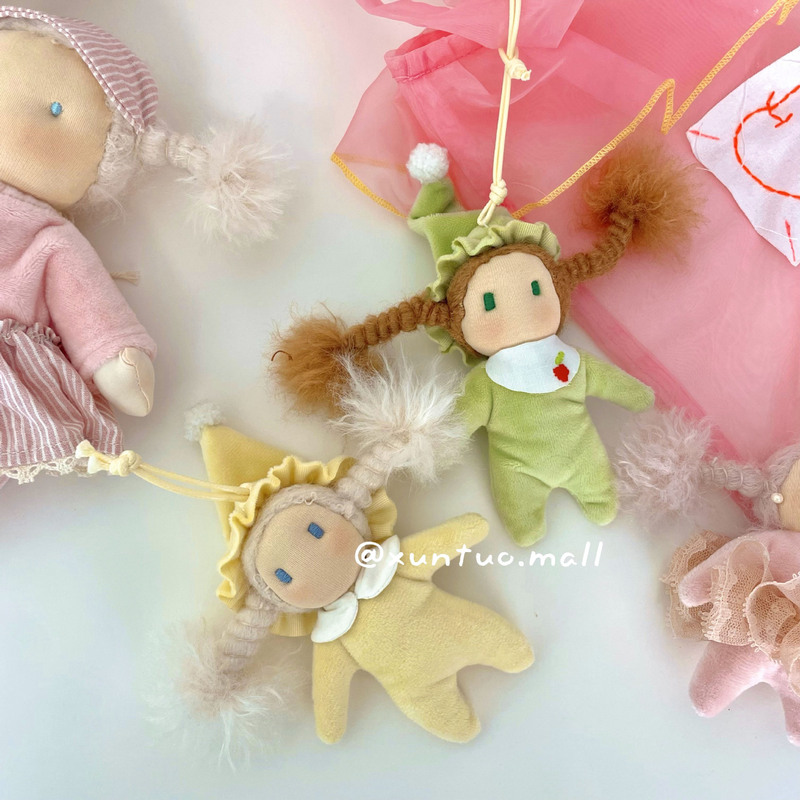 Nian Nian Handmade Waldorf Doll Pendant Super Cute Pajama Cute Doll Bag Ornament Girl's Sleeping Doll Gift