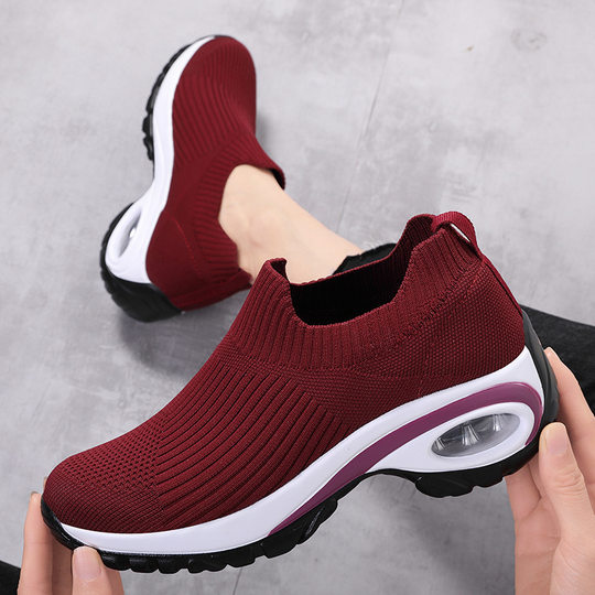 Women's Shoes Casual Joker Summer Air Cushion Running Shoes Fly-Woven Breathable Lazy Shoes Slip-on Sneakers Wholesale