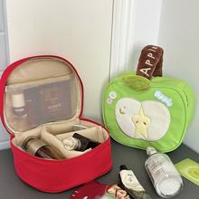 可爱手提苹果造型化妆包大容量分区便携旅行洗漱包收纳包数码相机