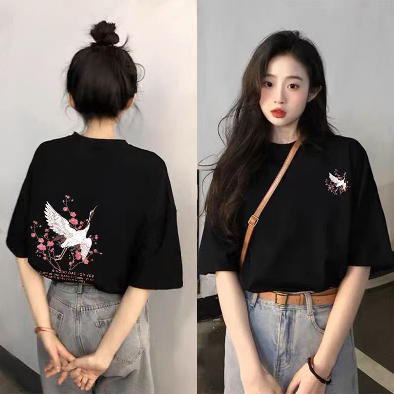 夏の純粋な綿の女性のための半袖 tシャツ 2025 新しいホットスタイル白ルーズカジュアル多用途 tシャツファット mm トップ服|undefined