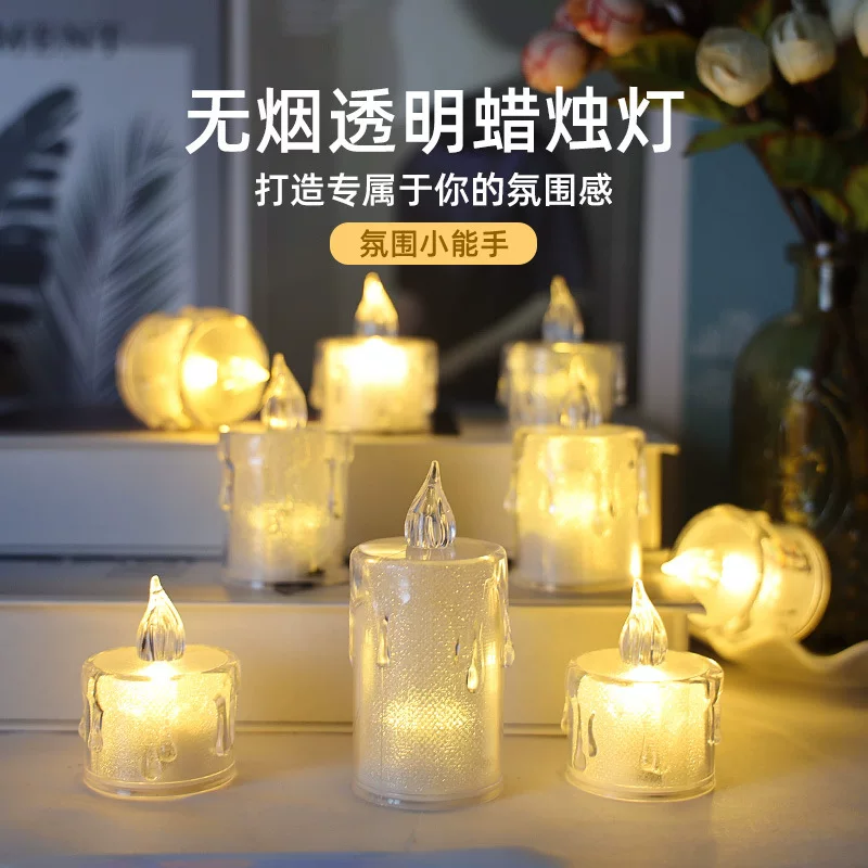 LED электронная прозрачная свеча, украшения, светильники, оформление,