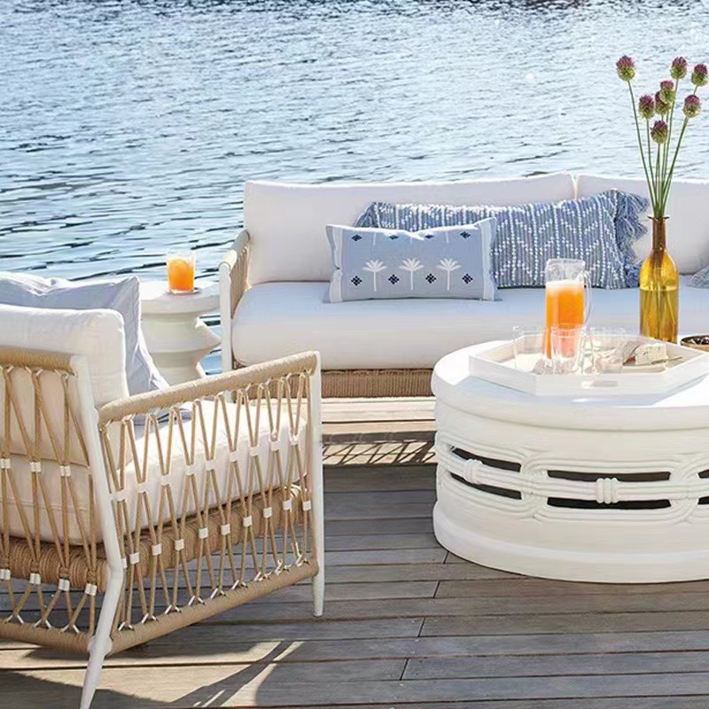 Sofá de caña al aire libre patio jardín terraza muebles de ocio hotel villa residencial al aire libre ocio sofá de caña