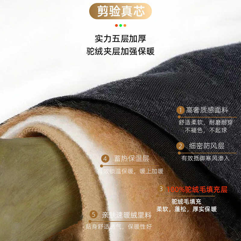 工厂批发驼绒棉裤男东北防寒中老年人加绒长裤秋冬季打底厚保暖裤|undefined