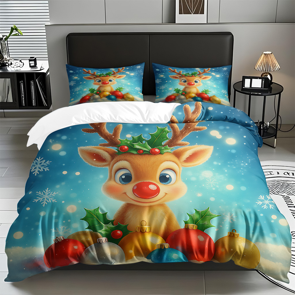 Textiles caseros transfronterizos patrón navideño suave polirido quilt kit de impresión digital HD TEMU / JIT