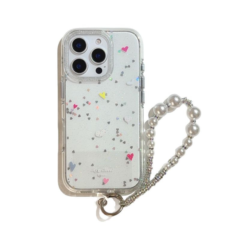 Simple ins fino flash amor lunares apta para iphone16ProMax pulsera 14 Apple 15P funda para teléfono móvil 13 mujer