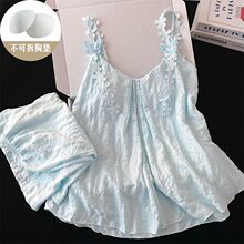 2026新款带胸垫睡衣女夏季云朵棉吊带短裤甜美可爱少女家居服套装