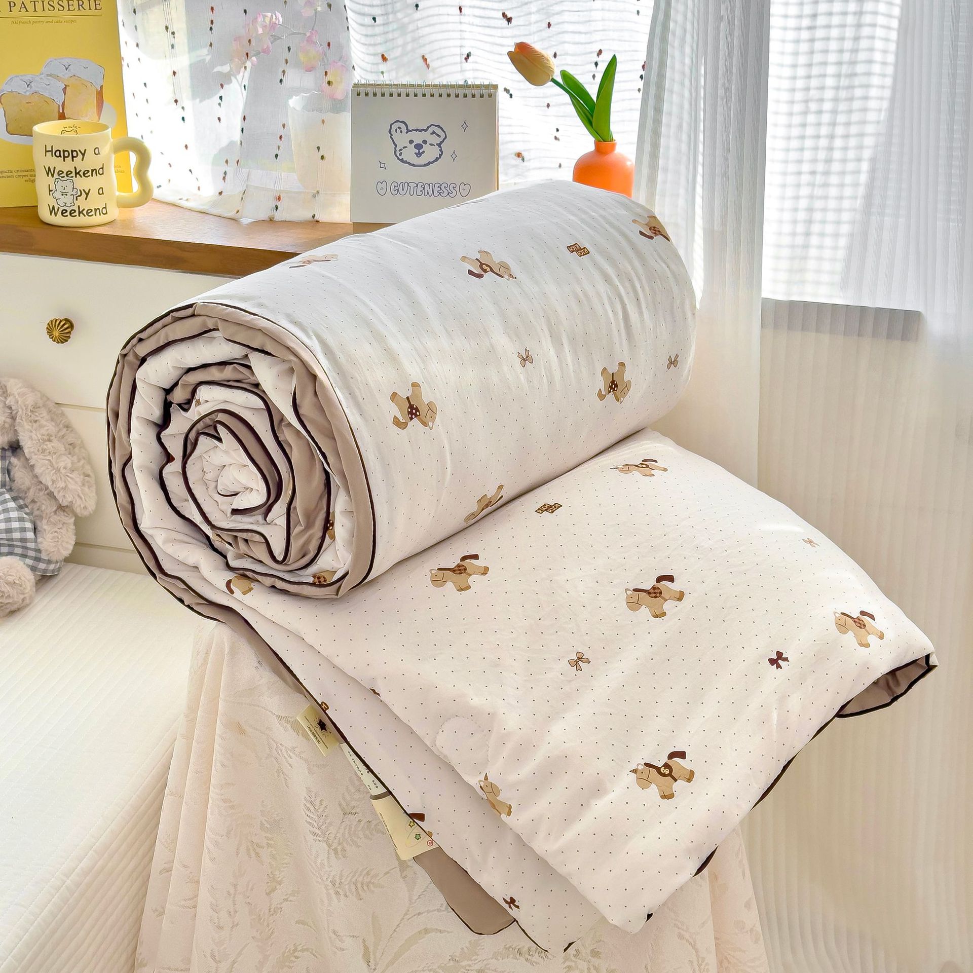 クラスA二重糸プリント夏はエアコン夏涼しさで学生寮の洗濯機に洗濯されている