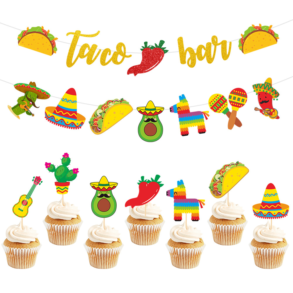 Nuevo México carnaval fiesta decoración tire bandera pastel insertar taco Mayo 5 fiesta decoración banner