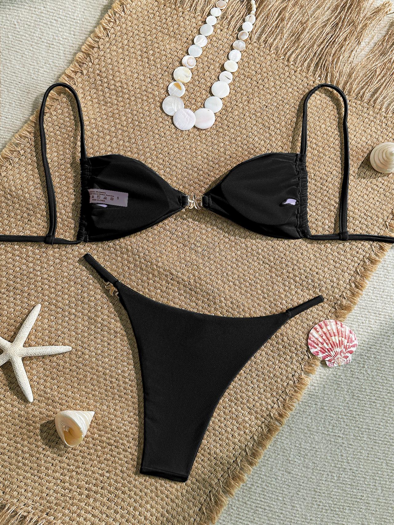 Women's Sexy Thin Rope Shoulder Strap Bikini Triangle Cup Swimwear for Beach Hot Springs Trending New_voghion.com