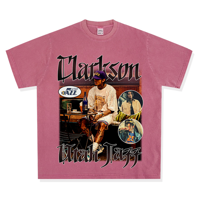 Transfronterizo Clarkson Clarkson camiseta de estrella retro estadounidense de manga corta con estampado
