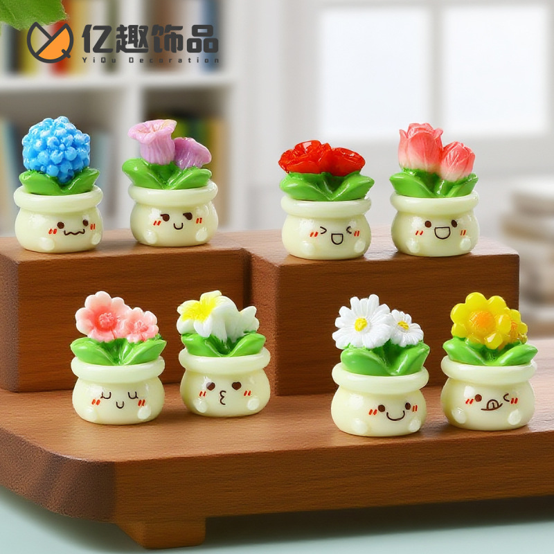 Creative Cute Cherry Blossom Rose Flower Expression Potted Plant Baby House DIY Decoration Accessories Car Desktop Small Ornaments Creative Cute Cherry Blossom Rose Flower Expression Potted Plant Baby House DIY Decoration Accessories Car Desktop Small Ornaments