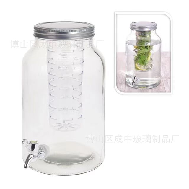 玻璃冰箱冷水壶可乐桶果汁泡酒瓶罐带龙头青梅柠檬果茶家用竖纹家
