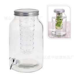 玻璃冰箱冷水壶可乐桶果汁泡酒瓶罐带龙头青梅柠檬果茶家用竖纹家