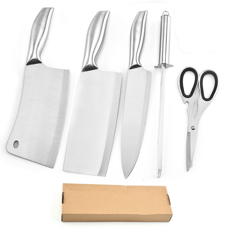 Cuchillo casero de mango sándwich conjunto de seis piezas asiento acrílico cuchillo de cocina de acero inoxidable tijeras combinación de cuchillo de regalo