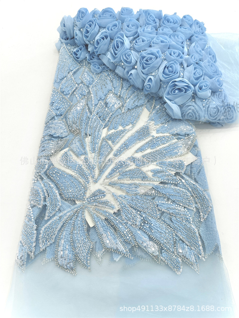Fabricante explosivo 3D tridimensional tela bordada nicho de diseño hermoso de alta fijación tela de vestido de cabina image 10