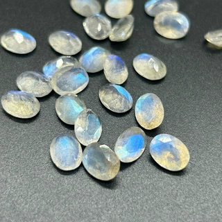飞煌珠宝天然拉长石灰月光6*8蛋形裸石戒指戒面首饰镶嵌配石