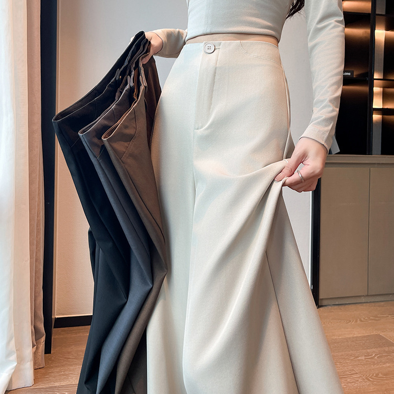 High-End Wide-Leg Suit Pants for Women in Autum 2025 New High-Waist Slimming Look Pear-Shaped Figure Draped Floor-Length Pants