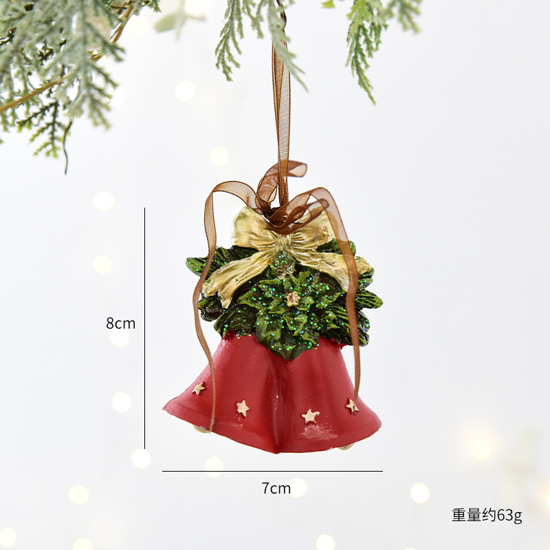 NUCHI跨境圣诞节装饰品复古树脂雪人花环木马铃铛圣诞树装饰挂件|undefined