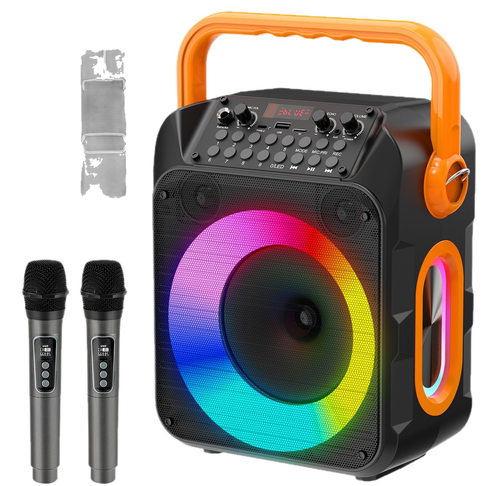 Portable Wireless Bluetooth Speaker with Microphone Square Dance Outdoor Party Party Square Dance Colorful Audio Party 5