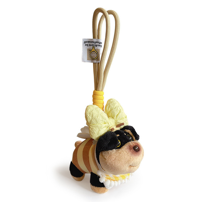 Niedliche Biene Welpen Tasche Anhänger für Mädchen Plüsch Puppe Schlüsselanhänger Spielzeug Nische High-End-Rucksack Dekoration_voghion.com