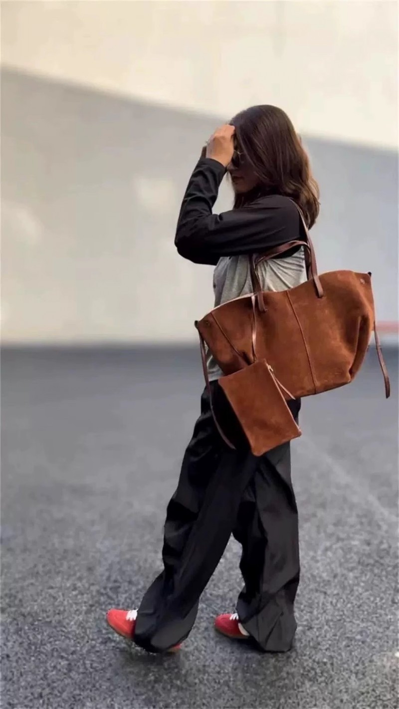 Bolso de cubo de cuero de vaca cyme bolso tote bolso de cercanías de gran capacidad