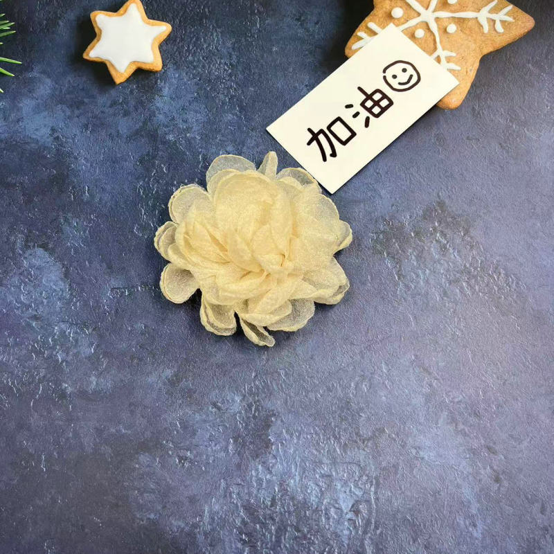 Caro同款烤边布艺花朵9cm立体烧边花朵diy发饰鞋帽胸花饰品配件|undefined