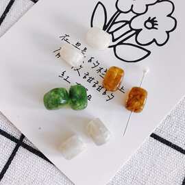 DIY饰品配件批发 新款多色晕染仿真椭圆形石头树脂手工饰品配件