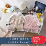 女宝宝雪尼尔马甲套装2025秋季新款三件套女童秋装童装外贸批发