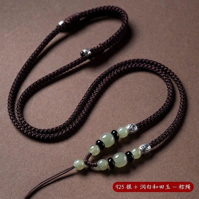 本物のホータン翡翠青海省素材高級翡翠ペンダントロープ手織りペンダントストラップネックレスロープオリジナル|undefined