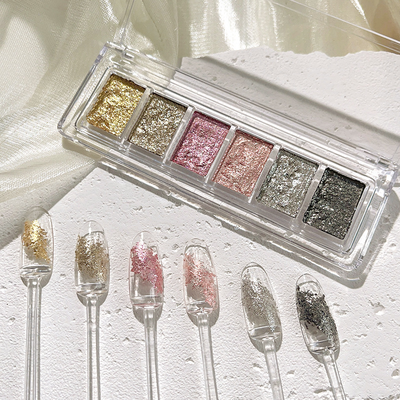 Manicure sólido aurora polvo de sombra de ojos polvo de seis colores espejo mágico polvo de hadas polvo de dopamina sólido polvo de flash polvo de barro