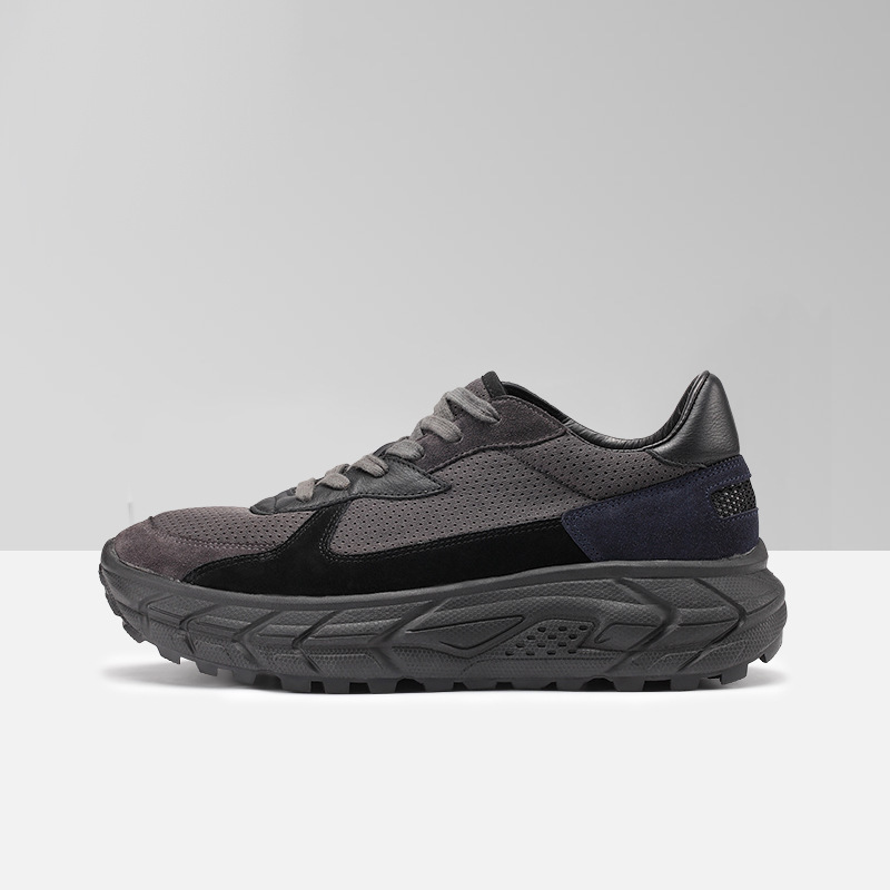 European Station Guangzhou Handmade Men's Shoes New Cowhide Sneakers Men's Height Increased Korean Casual Shoes Thick Bottom Trendy Shoes for Summer