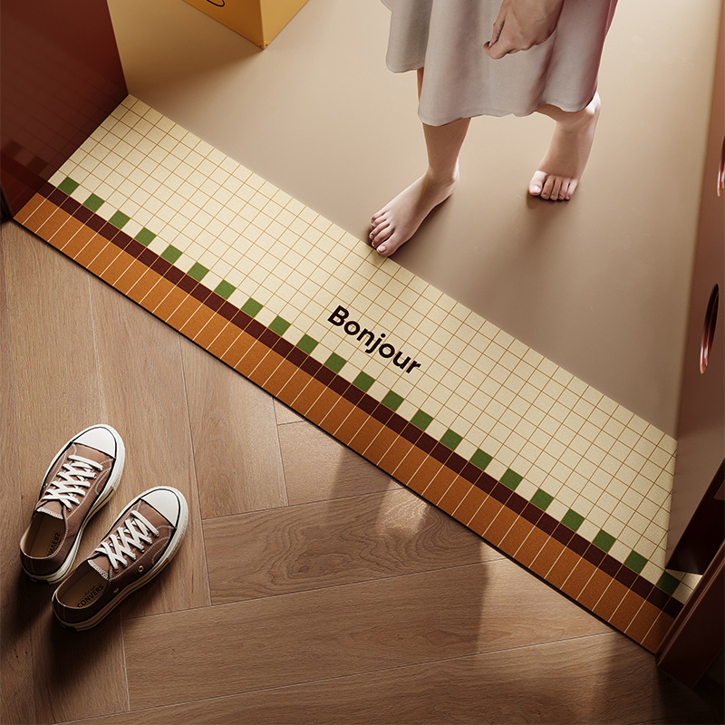 Bauhaus Stone Thickened Door Threshold Ultra-Narrow Long Strip Bathroom Non-Slip Water-Absorbent Foot Mat_voghion.com