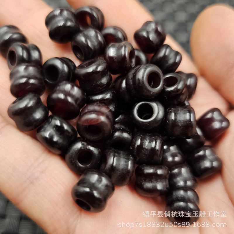 Antique Agate Large Hole Passepartout Jade Loose Beads Black and Red Agate Bamboo Barrel Beads Bracelet Necklace Jewelry Accessories Beads