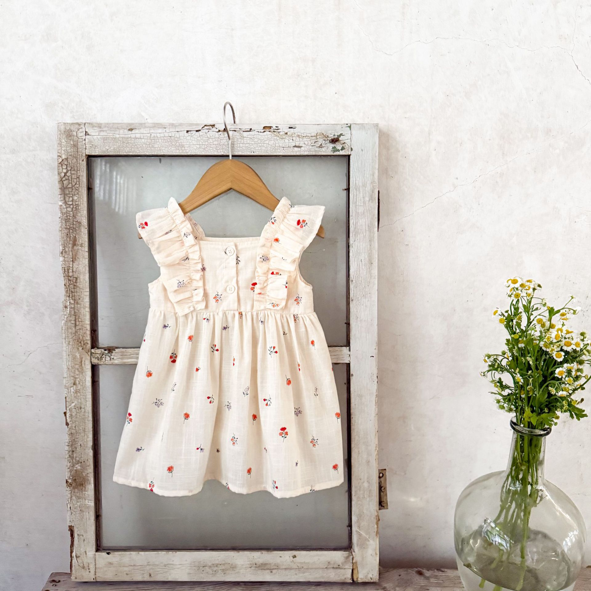 Ins verano chaleco de estilo nórdico de niñas encantador vestido de estilo de princesa para niños pequeños y medianos falda casual suelta