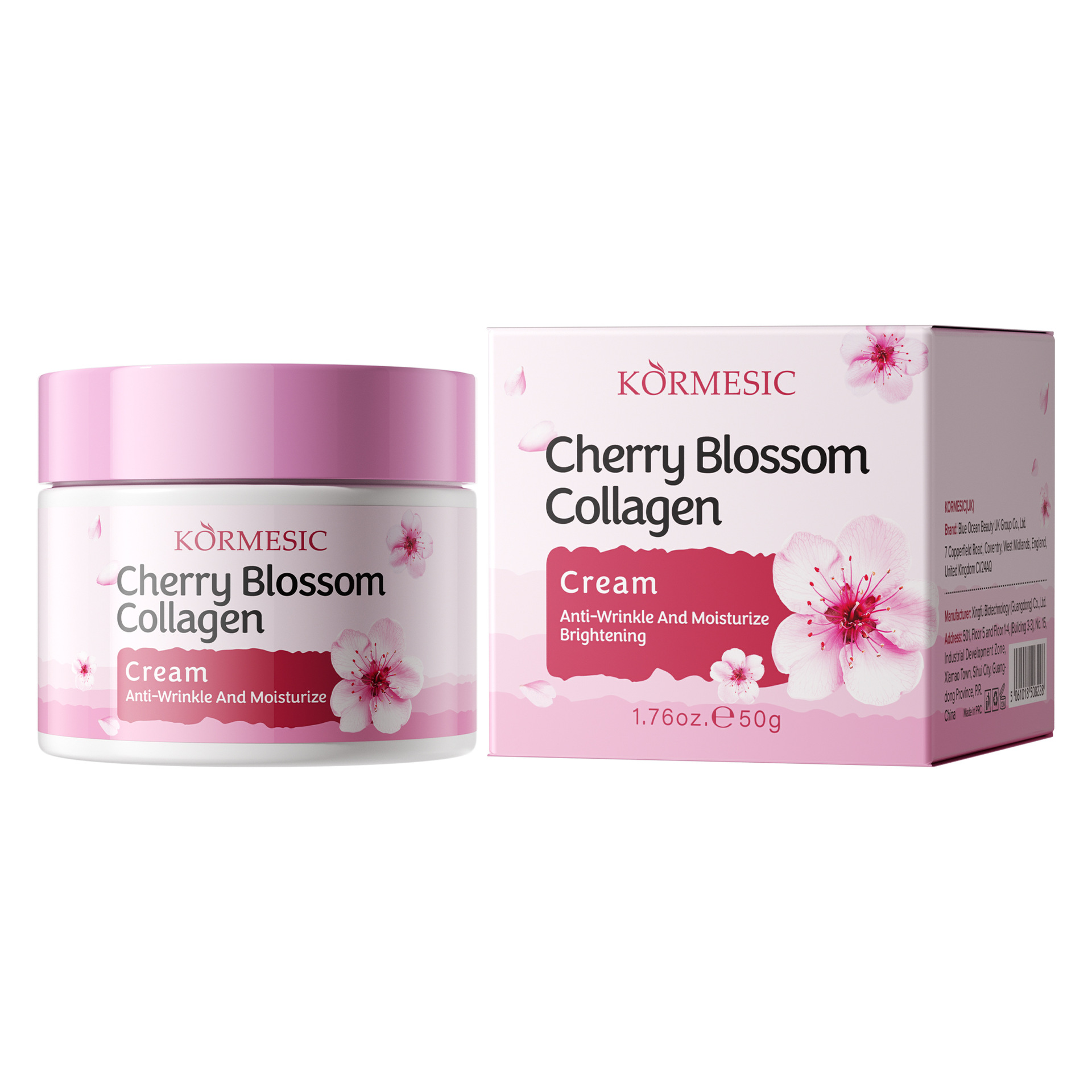 Cross-border KORMESIC Cherry Flower Collagen Cream Hidratación Facial Cuidado al por mayor