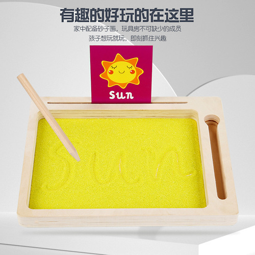 Wooden sand painting board toy for children, preschool learning, educational tool, letter recognition, number cards, handwriting practice toy